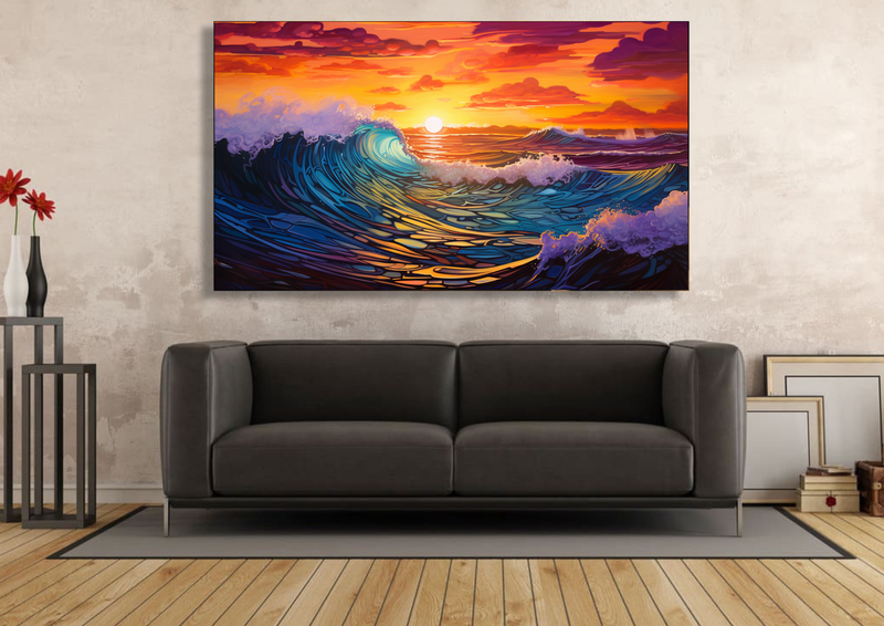 Canvas Wall Art - Sunset Over the Ocean - HC0961