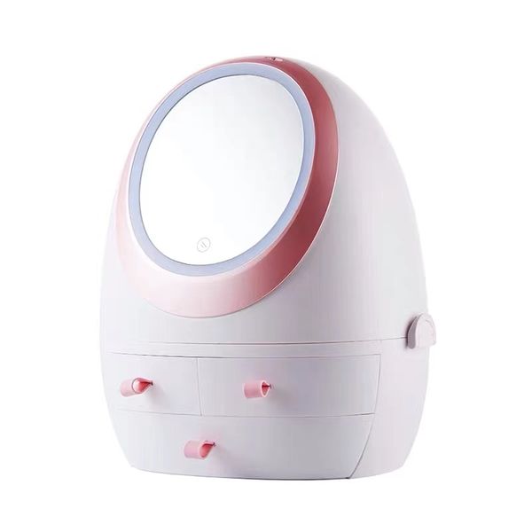 SN006 Egg Shape Makeup Organizer with Rechargeable LED Mirror Cosmetic Case