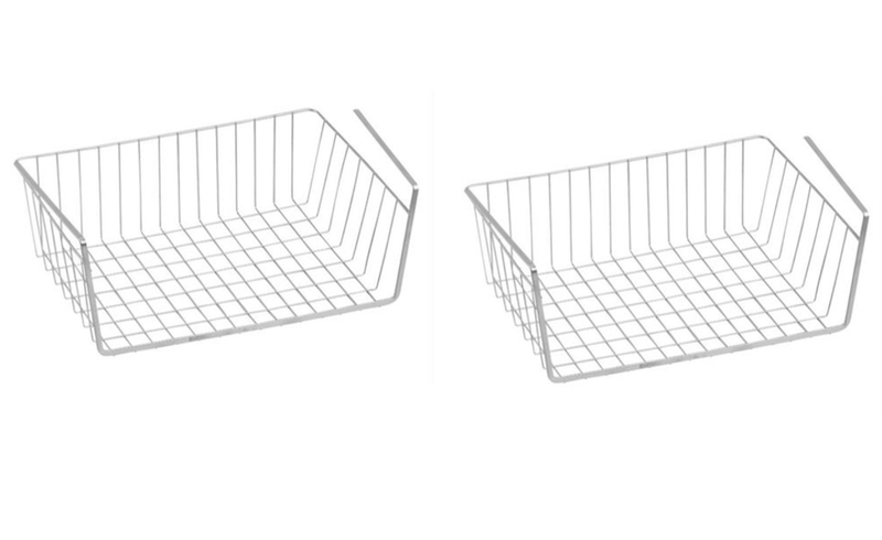 Set of 2 Grid Large Kitchen Undershelf - White