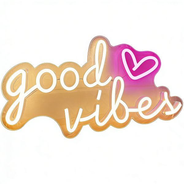 Good Vibes Neon Signs for Wall Decor, USB Operated Warm White LED Signs