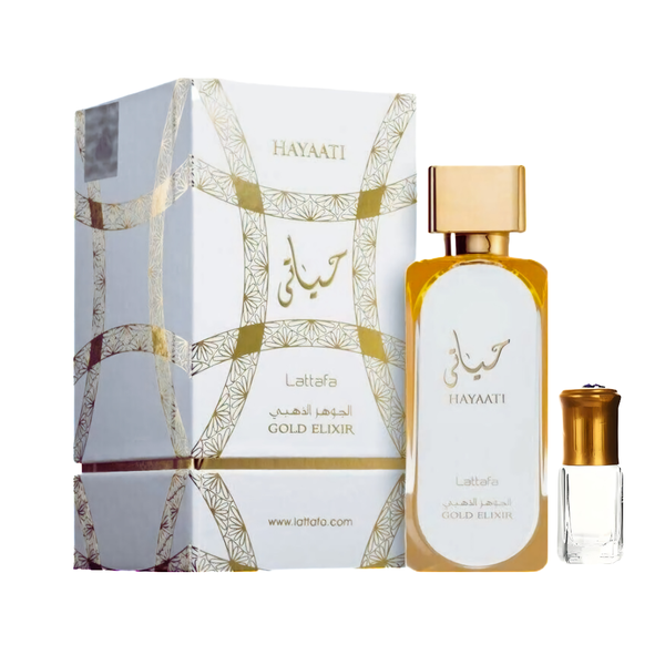 Hayaati Gold Elixir by Lattafa EDP - 100ml + Perfume Oil