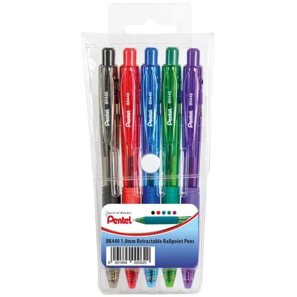 Pentel Ballpoint Pen 1.0mm Assorted BK440 Set of 5 -X 2