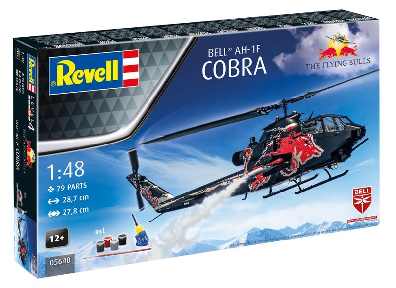 Revell 1/48 Flying Bulls AH-1F Cobra Model Kit w/paints, Glue and Brush