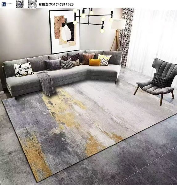 Modern Design Area Carpet 160Lx230W- Grey Gold &amp; White