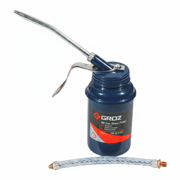 Groz 180ml Oil Can with P-Grip Handle and Flexible Spout