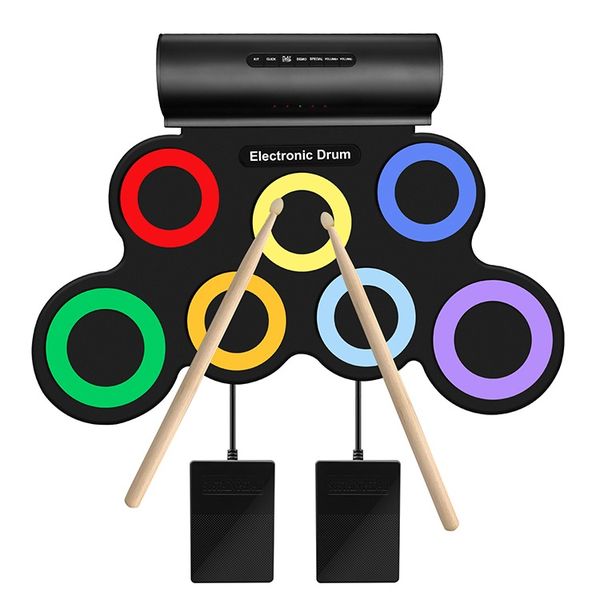 Colorful Silicone Folding Large Double Speaker Electronic Hand Rolled Drums