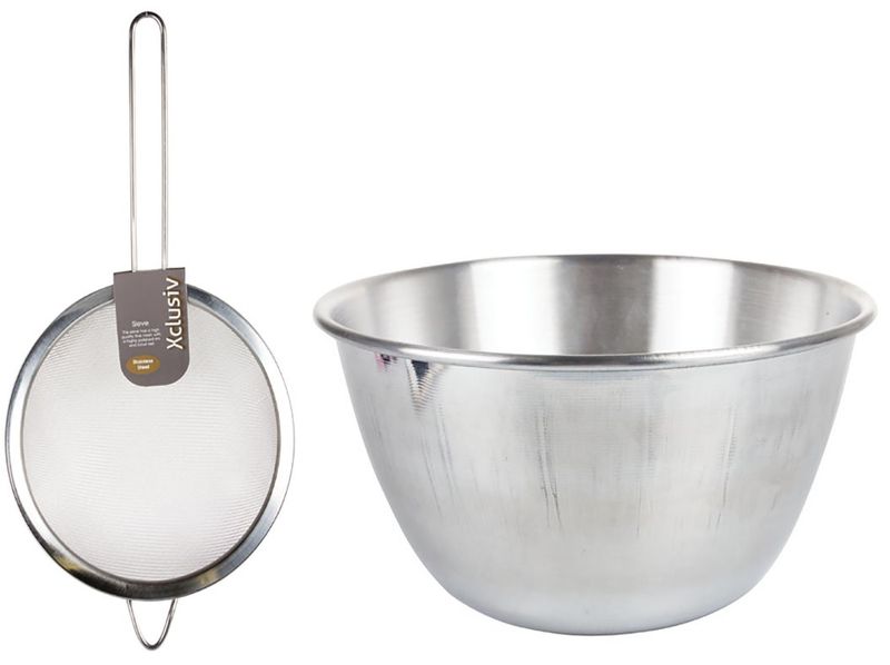Sieve 20cm Rim + Mixing Bowl Aluminium 26cm