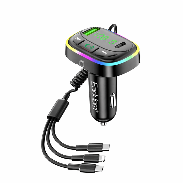 FM Bluetooth Transmitter &amp; Music Player RGB Light+ Free 3in1 ChargIng Cable