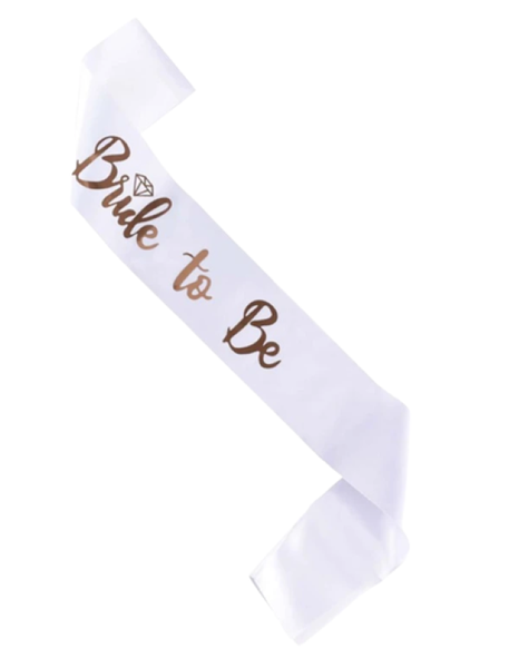 Bride-to-Be Sash White and Rose Gold