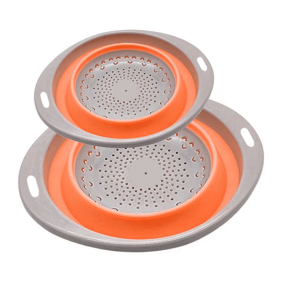 2-Piece Collapsible Colander Set Strainer - Sieve - Draining Basket ...