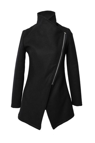 Black Asymmetric Ladies Coat
