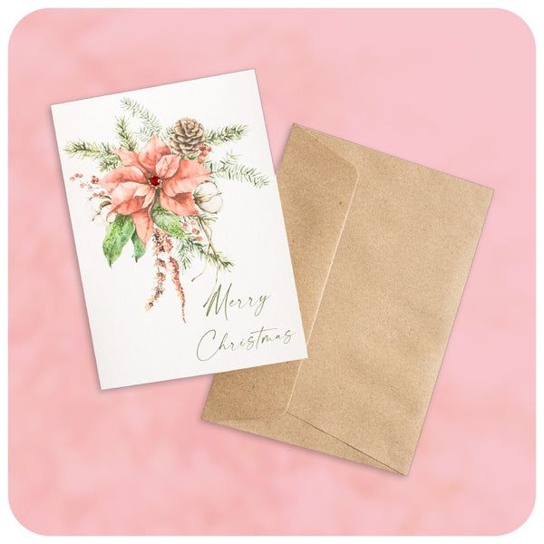 Acorn With Flower Wreath Christmas Cards