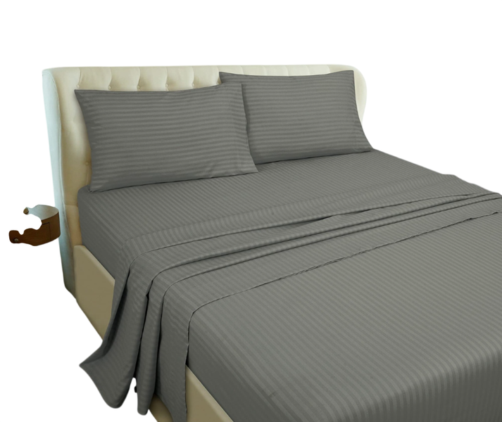 Home Style 4 PCS Bed Sheet Set King Light Grey