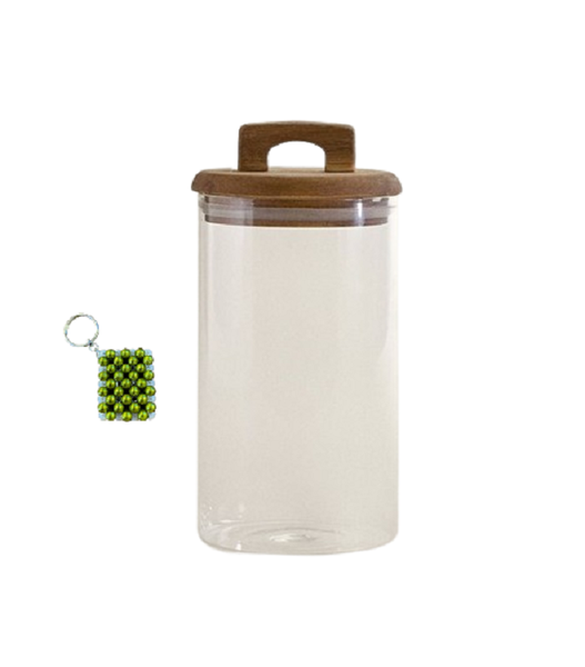 Storage Jar Food Container with Bamboo Lid - &amp; Key Holder