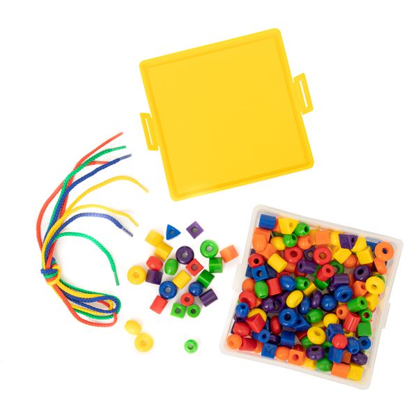 Lacing Beads &amp; Laces (geometric shapes) (180 Piece and 4 laces)