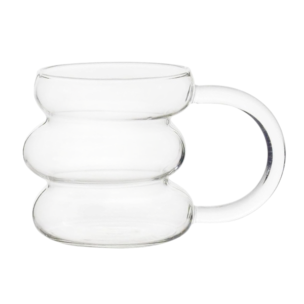 450ml - Elegant Double-Bubble Clear Glass Mug - Clear