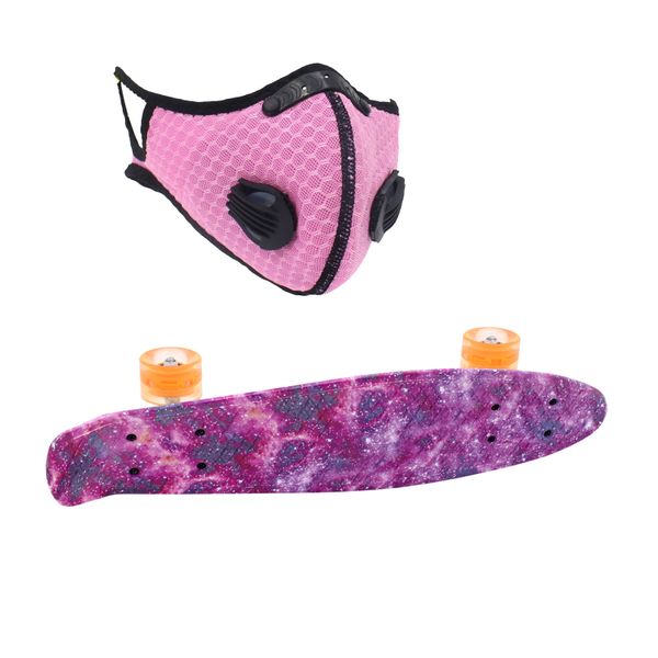 Skateboard 55cm with Flashing Wheels Ride On Skateboards - Galaxy Purple