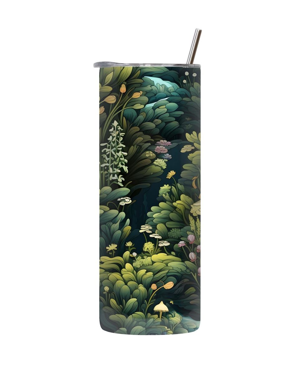 Green 20 Oz Straight Skinny Tumbler Magical Garden Graphic Present 073 ...