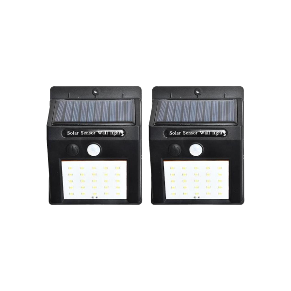Solar Powered LED Motion Sensor Wall Light - YC-SW6060 - Set Of 2 - Black