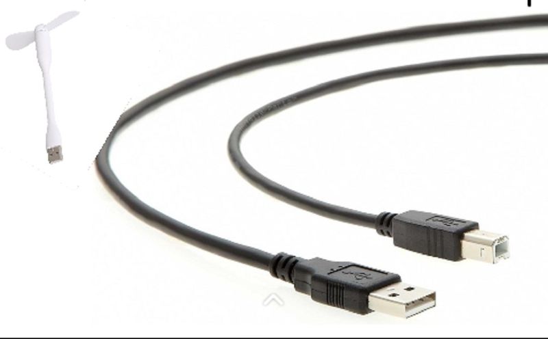 5M High Speed Cable A-Male to B-Male Black Printer Cable W/ USB Mini Fan
