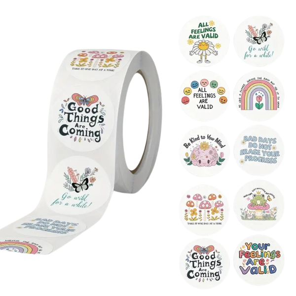Beautiful Mental Health Awareness Journaling Stickers - Mini Roll of 50