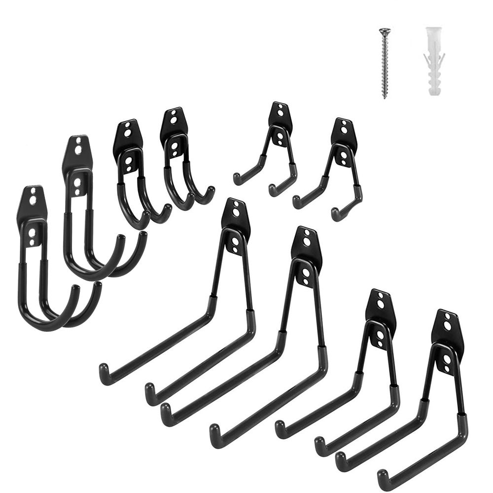 10 Pack Steel Heavy Duty Wall Mount Garage Hooks Tool Hangers