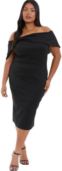 Quiz Ladies - Curve Black Bardot Bow Midi Dress | Shop Today. Get it ...