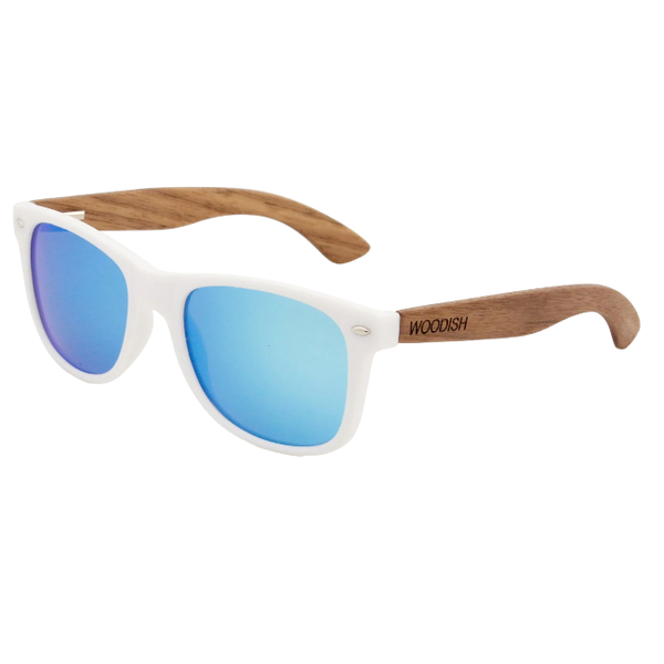 Wooden Blue Lens Polarized Walnut Sunglasses S704 For Men