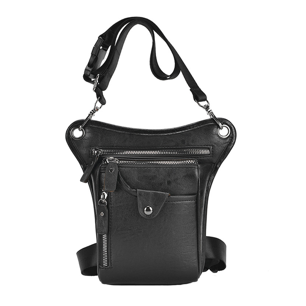 Retro Punk Waist Bag Multi-Purpose Motorcycle Leg Bag - Black