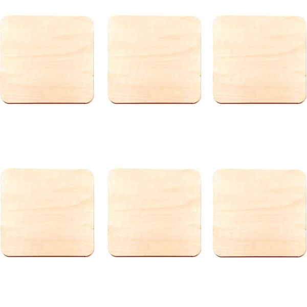 Reusable Round Wooden Drink Coasters Set of 6 Light Brown-KT32318
