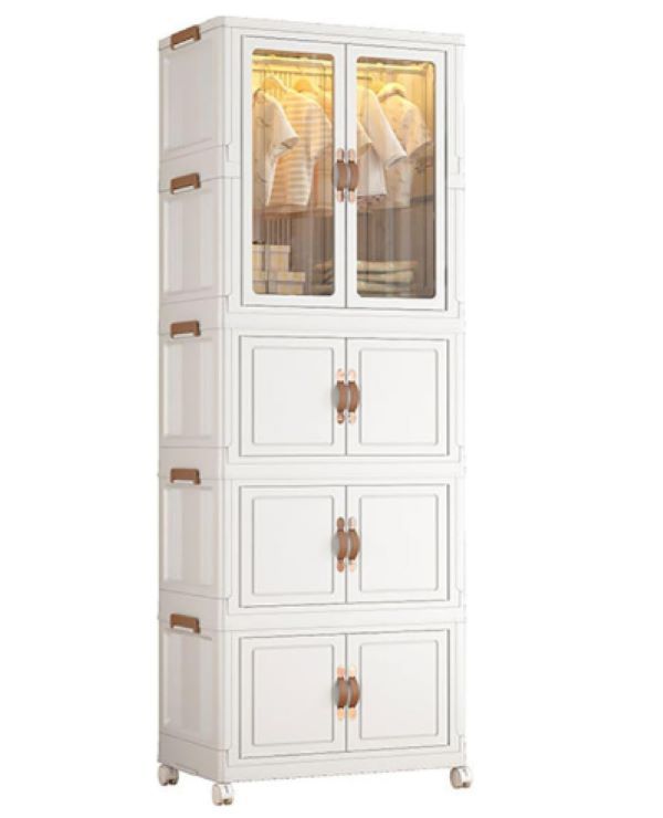 SamMag Biz Multipurpose Foldable 3-Tier Shelves with Hanger Storage Cabinet