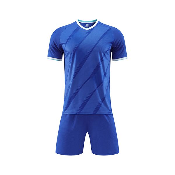 Striped Soccer Jersey Tracksuit Kit - T-Shirt and Shorts - Navy Blue