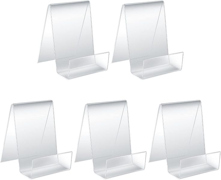 Transparent Acrylic Bookends - Set of 5 - Angled Design - Scratch Resistant