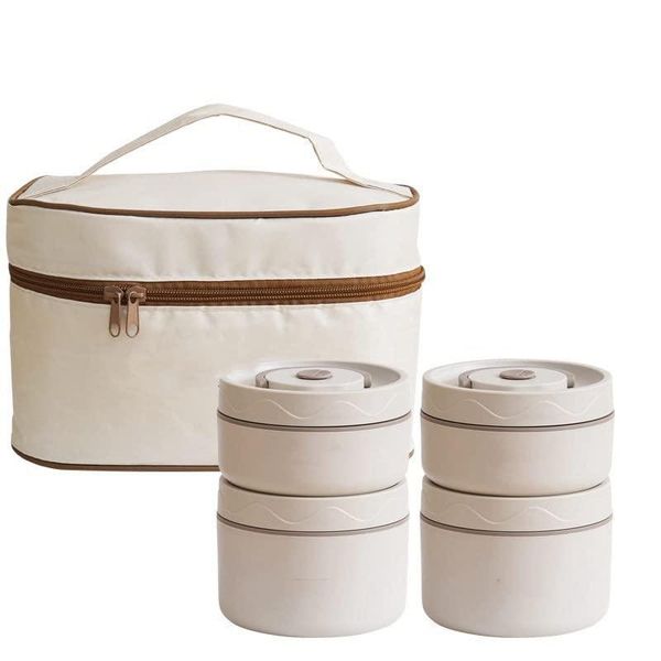 4 Piece Lunch Box Set Includes Bag with the Spoon and Fork