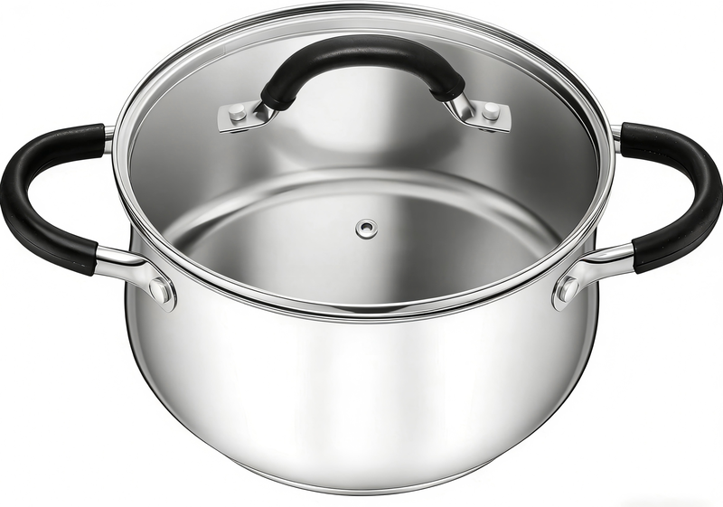 P&amp;P CHEF Stainless Steel Stock Pot, 4 Qt Cooking Soup Pot with Visible Lid