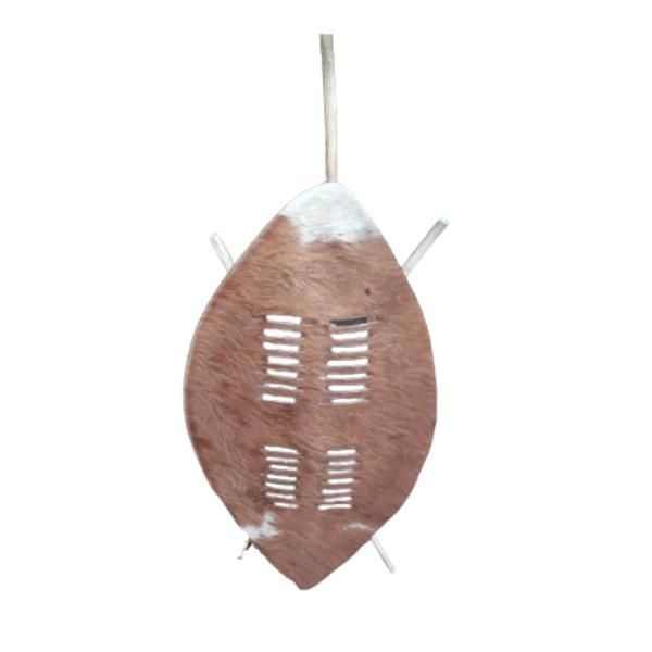 Brown And White Zulu Shield Standing 93cm Tall - isihlangu