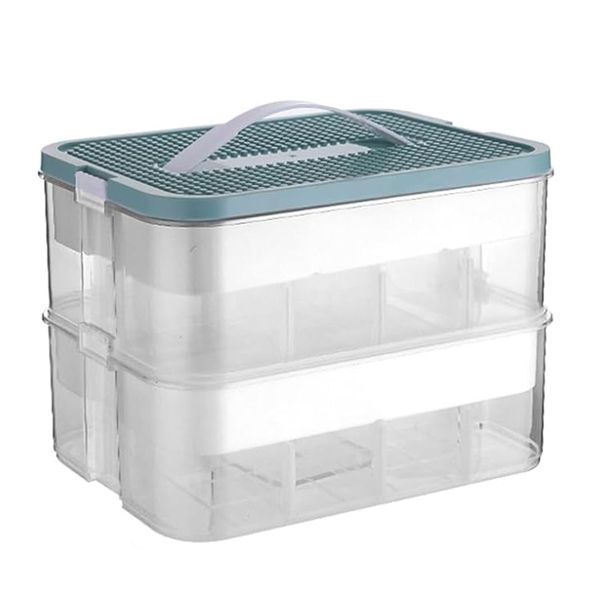 2Layers Kids Toy Storage Box for Lego Stackable Building Blocks Organizers