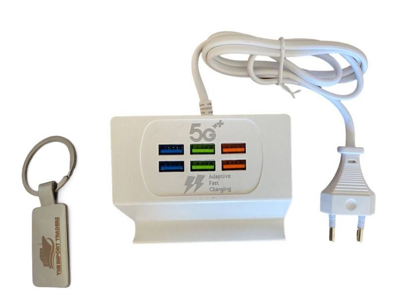6 USB 3.1A High Speed Socket Stand Charger With TIT Keychain