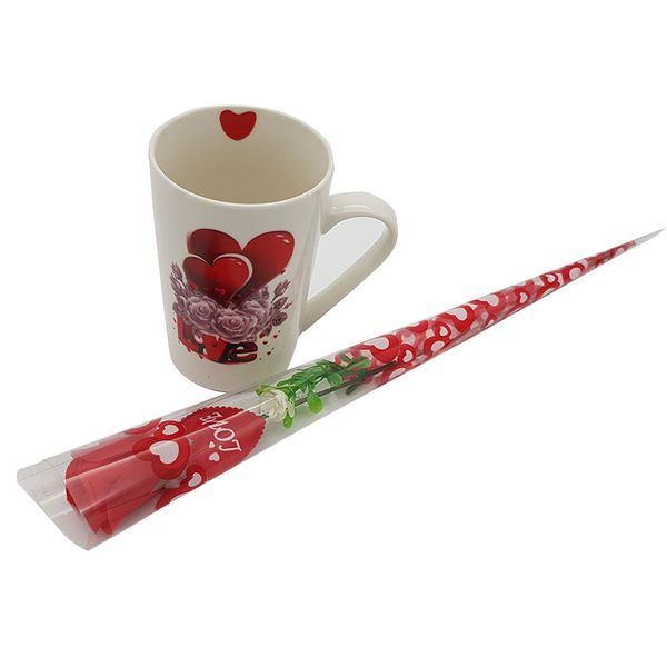 Valentines day Mug &amp; Rose Gift Set - Red