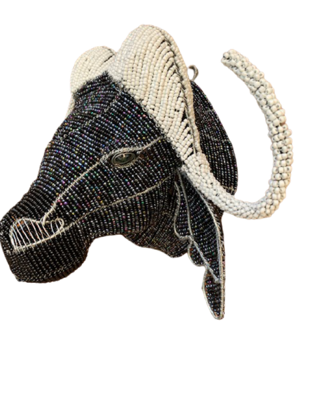 African Beaded Buffalo Head Wall Décor Large - Handmade