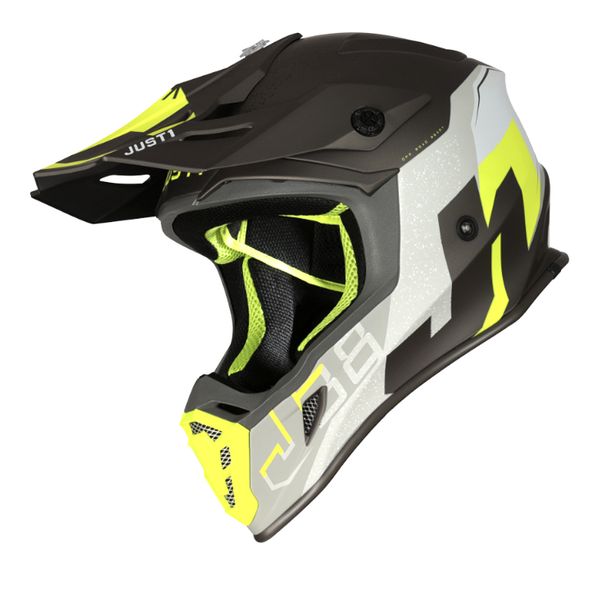 Just 1 J38 Korner Fluo Yellow / Titanium Matt Helmet