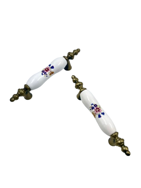 Modern Rural Orchid Retro Ceramic Handlebar Furniture Pulls Drawer Set