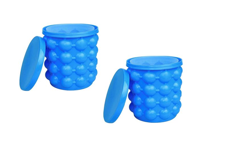 2 Silicone Ice Bucket - 2 in 1 - Dark Blue - The Ultimate Chilling Companion