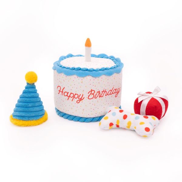 ZippyPaws Zippy Burrow Interactive Hide &amp; Seek Dog Toy - Birthday Cake