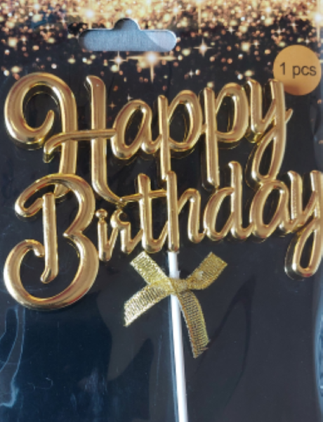 Gold "Happy Birthday" Cake Topper