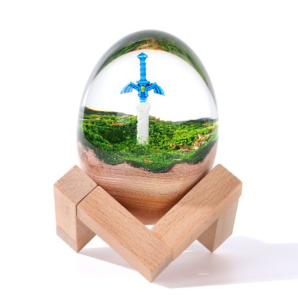 ZELTRYN Zelda Master Sword Egg Resin Ornament with Wooden Stand