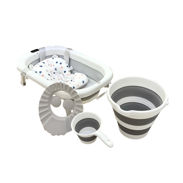 Collapsible Baby Bathtub with Seat-Foldable InfantTub, Non-Slip, Drain Plug