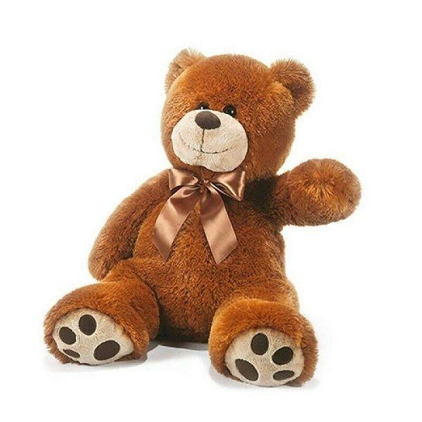 Giant Teddy Bear With Bow &amp; Big Foot Prints- Dark Brown - 70cm