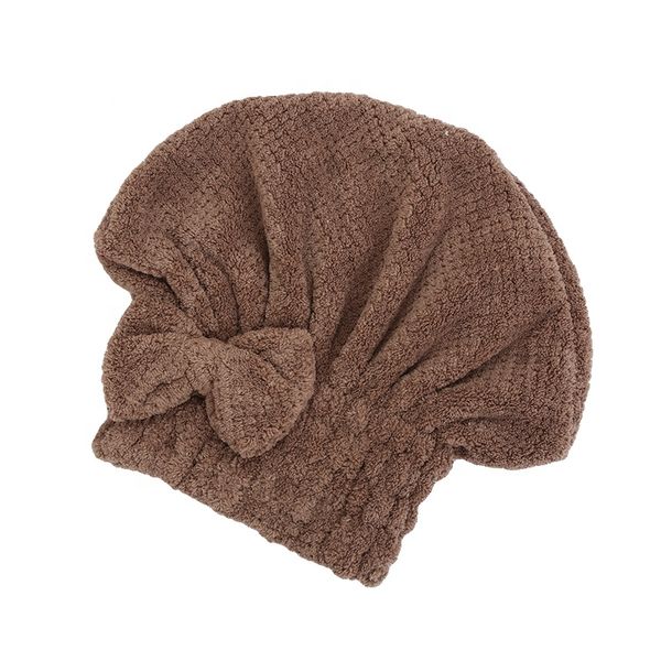 Hair Wrap Bowknot Turban Towels Cap - Brown