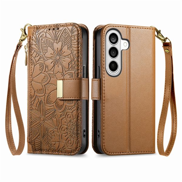 Flower and Leaf with Wrist Strap Phone Case Compatible with Galaxy S26 Plus